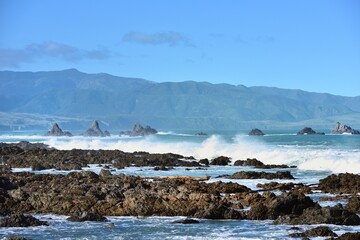 Storm waves bringing in the floating debris