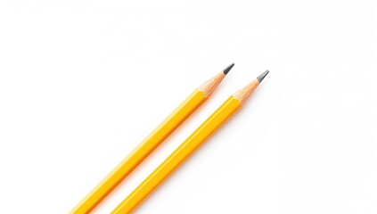 Three pencils arranged on a white surface, ideal for artistic expression