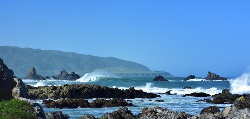 Storm waves bringing in the floating debris