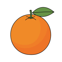 Vibrant orange fruit with a green leaf, a healthy and delicious citrus fruit.