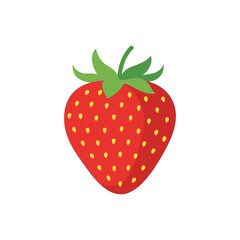 Vibrant strawberry illustration showcasing the delicious fruit with green leaves and seeds.