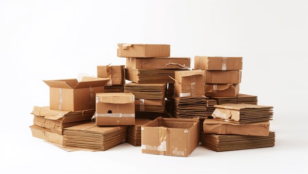 Stacks of cardboard boxes, suitable for storage solutions