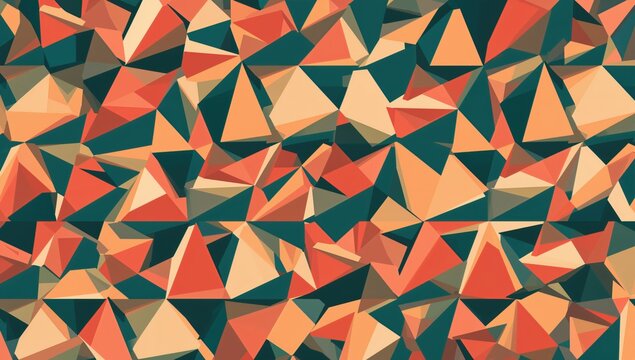 Seamless geometric triangle design in vibrant autumn hues, ideal for textile applications and seasonal decor