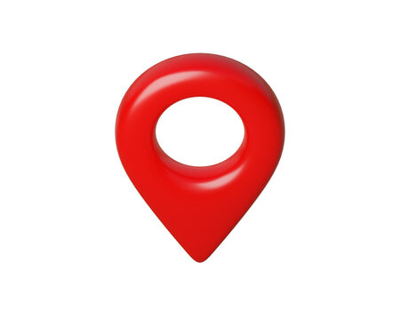 3d Red Map Pin and Geolocation Marker for Navigation Apps, Maps, GPS, and Location services. Location pin icon. Isometric view from above. 3d render.

