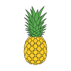 A Simple Yellow Pineapple with Green Leaves.