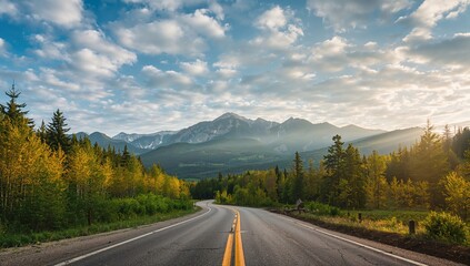Mountain view along a scenic route, showcasing natural beauty and environmental preservation