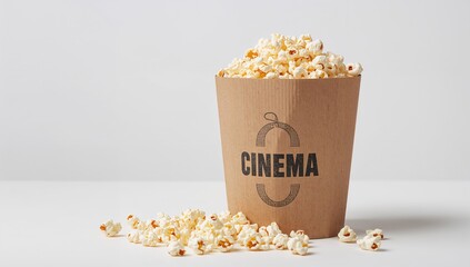 Popcorn in a cardboard bucket on a plain background, fiber-dense choice