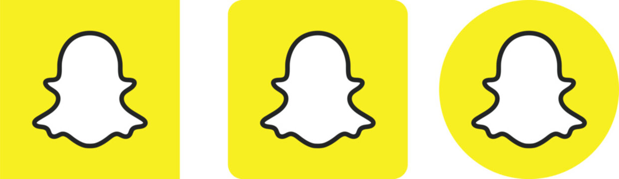 Snapchat Logo Icon Set. Ephemeral Messaging and Social Media Symbols. SC Logo Icons collection. Fun Social Networking Collection