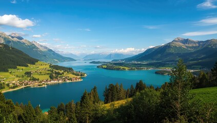 Naklejka premium Swiss Alpine lake, seasonal change