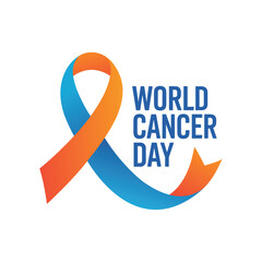 World Cancer Day Awareness Ribbon Gradient Logo Graphic Design