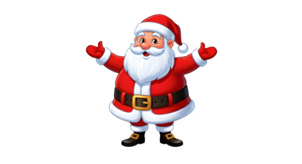 Happy santa claus with arms raised in excitement and a big smile on his face