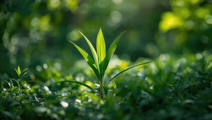 Obraz premium Green leaves as a backdrop, ideal for editorial use, Earth Day