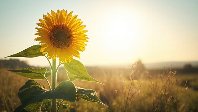 Sunflower, vibrant yellow bloom in a natural setting, symbolizing seasonal change