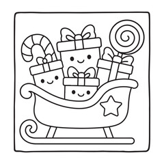 Happy Christmas Coloring Pages, Bold and Easy Cozy Winter Coloring Pages, Christmas Coloring Book Pages, Kids, Adults, Teens, Black and white Drawing, Line Art, Vector Illustration, bold and easy,