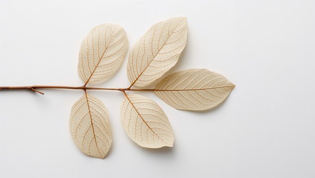 Terminalia catappa leaves on a plain surface, organic texture for background design