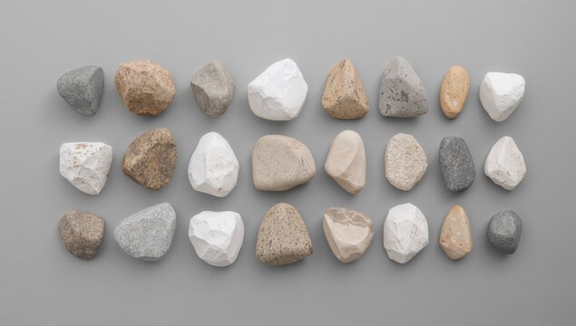 Stones arranged on a neutral surface, suitable for editorial header background
