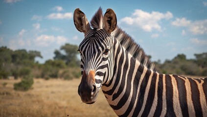 Zebra grazing in an African savanna setting, focus on wildlife preservation
