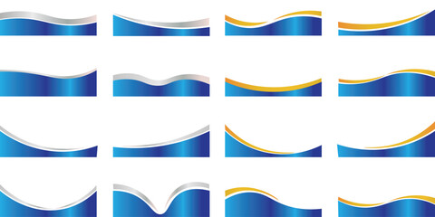 collection of silver, blue gold line border ornaments. vector divider for poster, greeting card, brochure, banner, charter.