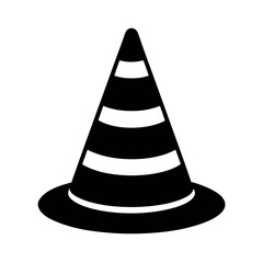 Traffic Cone Black Silhouette Vector Illustration