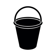 Bucket Minimalist Pail Symbol Black Silhouette Vector Illustration