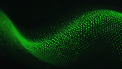 Obraz premium Abstract halftone dot pattern with green and black swirling motion blur, suitable for tech product presentations