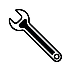 Simple Wrench or Spanner Line Art Icon Vector Illustration