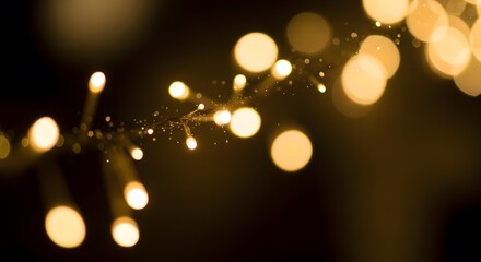 Ethereal strands of light weave magic against a dark expanse, soft glowing orbs illuminate the shadows.