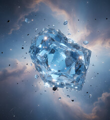 Fototapeta premium Macro cosmic phenomena showing planets, moons, meteor fragments, nebula gas, crystalline frost, dust fields and stellar light captured in ultra-detailed, cinematic, atmospheric deep-space compositions