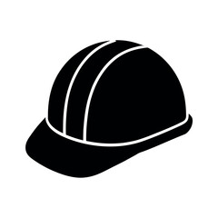 Hard Hat or Safety Helmet Black Silhouette Vector Illustration