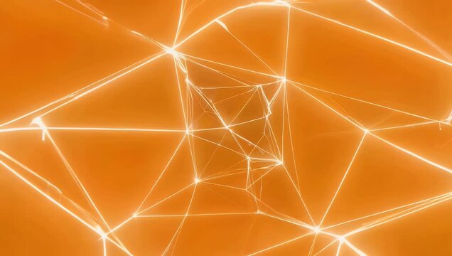 High quality 4K orange background with white geometric lines forming patterns suitable for abstract design modern digital art social media visuals and commercial stock videos