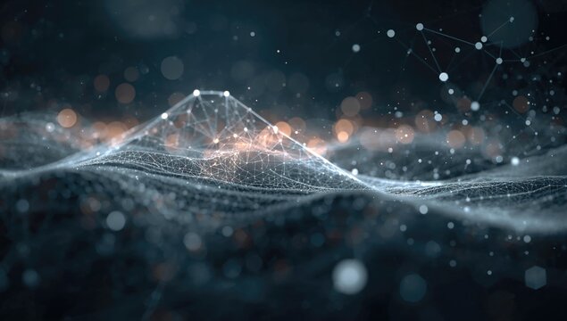 A short depth of field photograph featuring a background in network communications design, focusing on modern technology