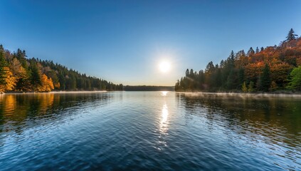 Scenic Lake Panorama Framed Fall