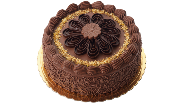 Decadent Chocolate Cake Adorned with Elaborate Decorations and Delicate Sprinkles Premium Dessert for Special Celebrations and Luxurious Indulgence Sweet Gourmet Treat