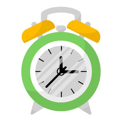 Green Alarm Clock Illustration Isolated on White Background