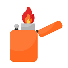 Orange Lighter with Flame Illustration Isolated on White Background