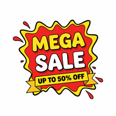 Mega sale banner template design, Big sale special offer.