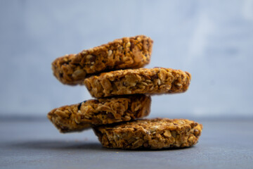 granola cookies on a gray background