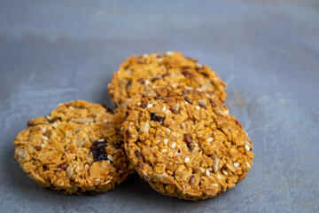 granola cookies on a gray background