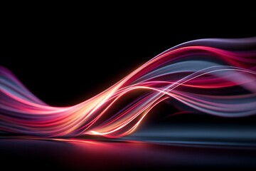 Fototapeta premium Luminous flowing lines forming a glowing energy wave on a dark background