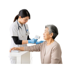 Caregiver Checking Elderly Person’s Vital Signs – Compassionate, Professional Moment of Health Monitoring and Care

