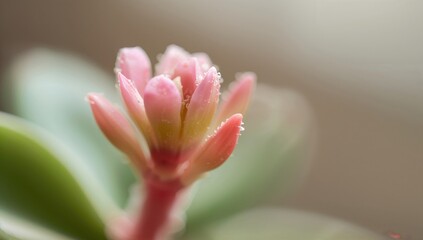 Fototapeta premium Close-up of Kalanchoe house plant, vibrant foliage detail, indoor greenery enhancement