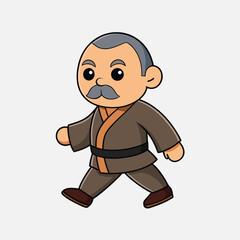 Obraz premium Cartoon Sensei Character Walking Isolated Vector Illustration