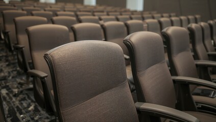 An empty conference room featuring unoccupied seating, reflecting a state of isolation