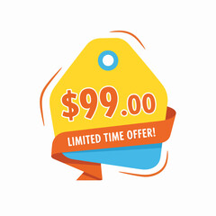 Promotional Price Label Showing $99.00 Special Offer