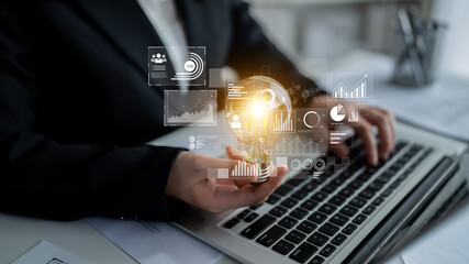 Data insights, charts, and analytics help visualize performance. Data drives strategy, analytics enhances growth, and data improves business outcomes through analytics. Latch