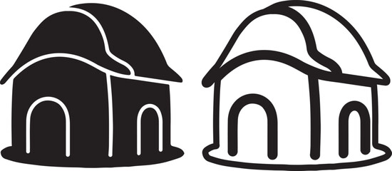 Minimalist Black and White Shop Icon Set, Vector Line Art Design, Modern Shop & Store Icons Collection, Small Shop Silhouette Icon.