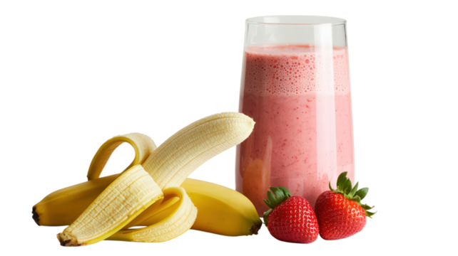 Invigorating Smoothie Blending Banana Strawberry and Milk Creates a Satisfying and Wholesome Drink Packed with Vitamins and Minerals Energizing Body