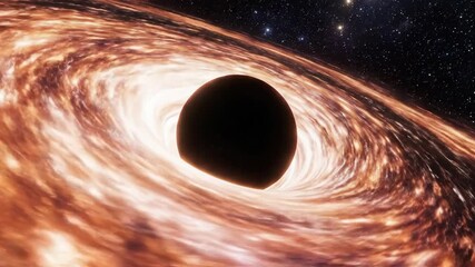 Cosmic phenomenon rotating black hole with accretion disk in deep space - Powered by Adobe