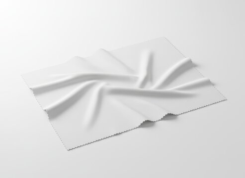 White microfiber cloth mockup with soft folds and blank design