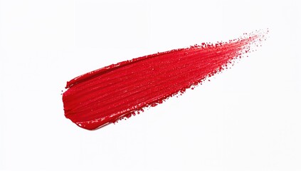 Close-up of red lipstick application on a white surface, beauty enhancement